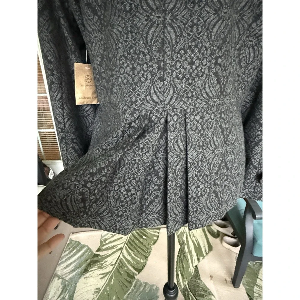 NWT Coldwater Creek Blazer Jacket‎ Sz 10 Gray & Black Floral Business Casual
